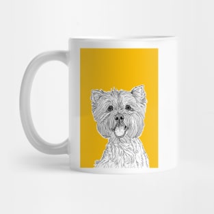 West Highland Terrier Dog Portrait ( yellow background ) Mug